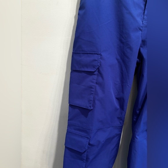 Women’s  Blue Cargo Pants trendy fall bright size large minimal neutral boho - Picture 3 of 16